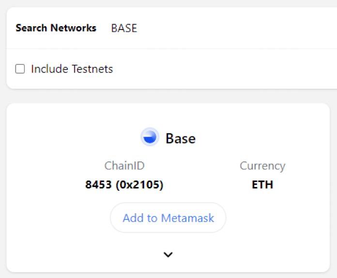 Adding BASE chain to Metamask